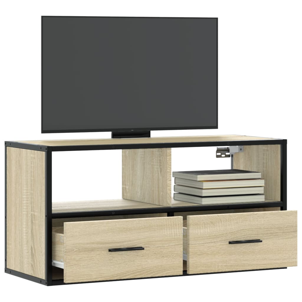 Dulap TV, stejar sonoma, 80x31x39,5 cm, lemn prelucrat și metal GartenMobel Dekor