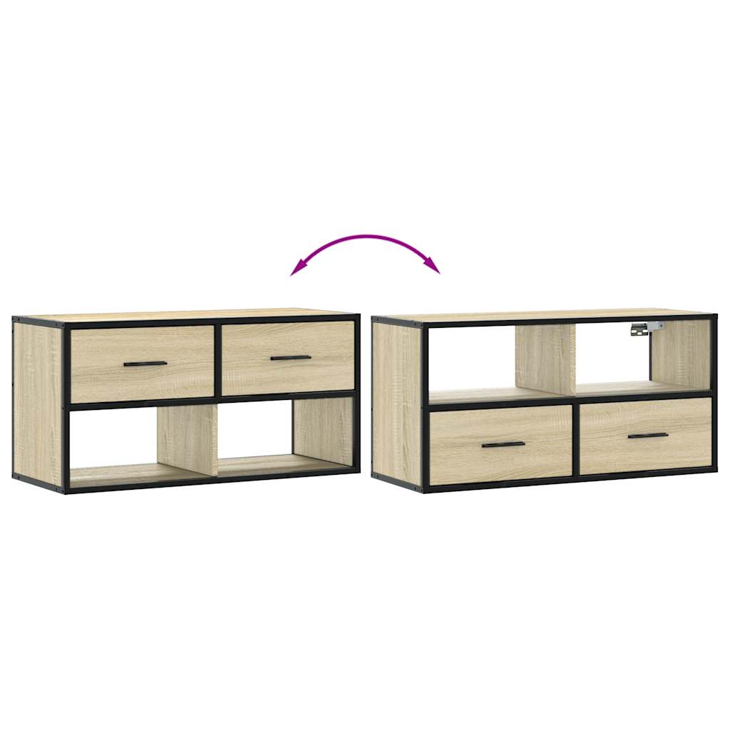 Dulap TV, stejar sonoma, 80x31x39,5 cm, lemn prelucrat și metal GartenMobel Dekor