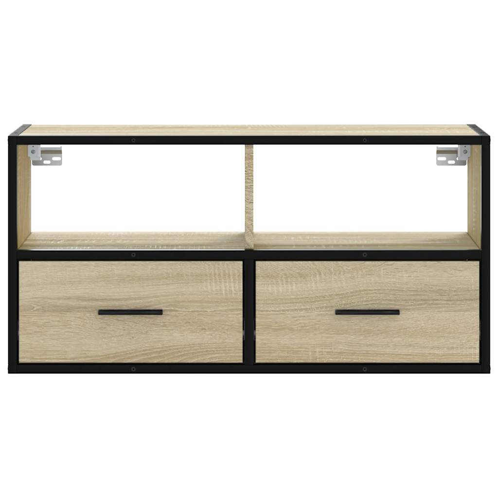 Dulap TV, stejar sonoma, 80x31x39,5 cm, lemn prelucrat și metal GartenMobel Dekor