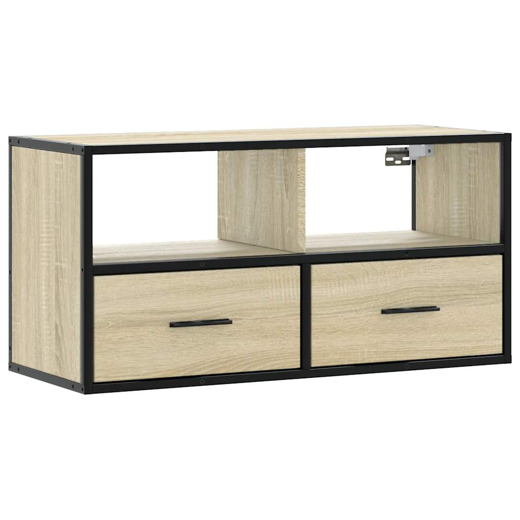 Dulap TV, stejar sonoma, 80x31x39,5 cm, lemn prelucrat și metal GartenMobel Dekor