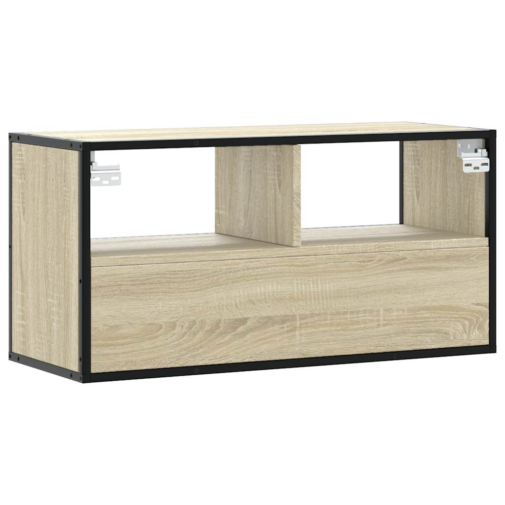 Dulap TV, stejar sonoma, 80x31x39,5 cm, lemn prelucrat și metal GartenMobel Dekor