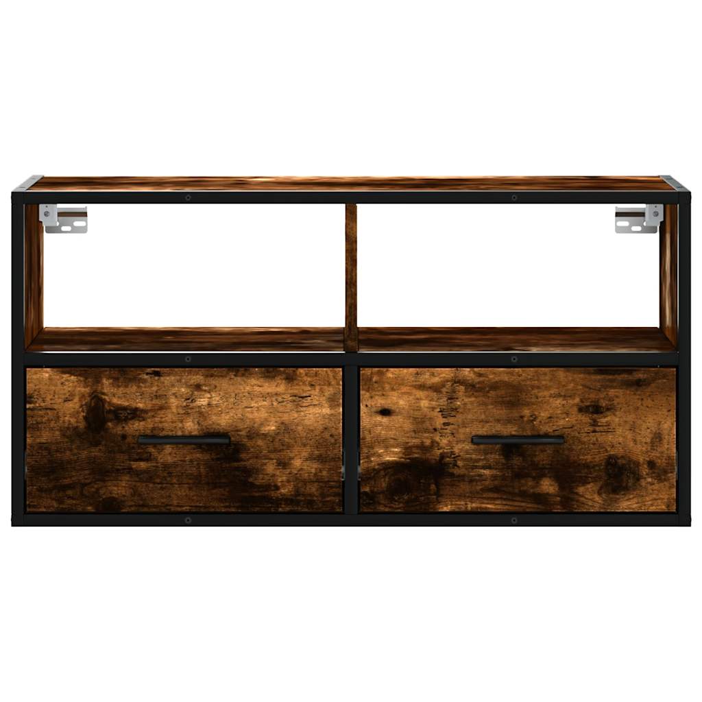 Dulap TV stejar fumuriu, 80x31x39,5 cm, lemn prelucrat și metal GartenMobel Dekor