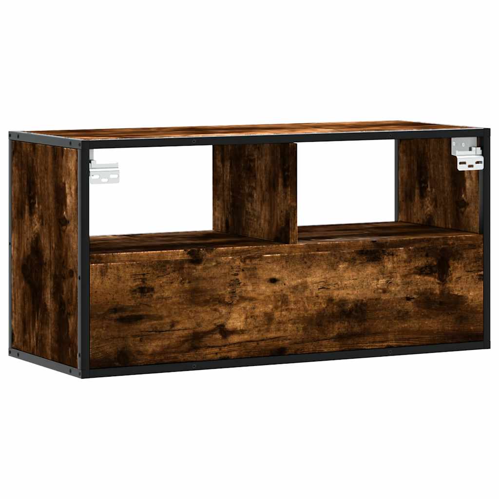 Dulap TV stejar fumuriu, 80x31x39,5 cm, lemn prelucrat și metal GartenMobel Dekor