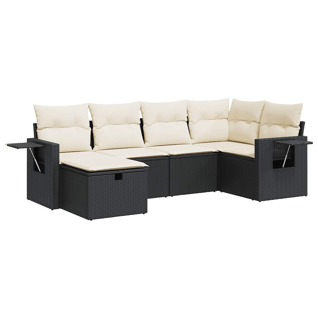 Set mobilier de grădină cu perne, 6 piese, negru, poliratan GartenMobel Dekor