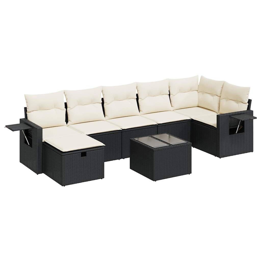 Set mobilier de grădină cu perne, 8 piese, negru, poliratan GartenMobel Dekor