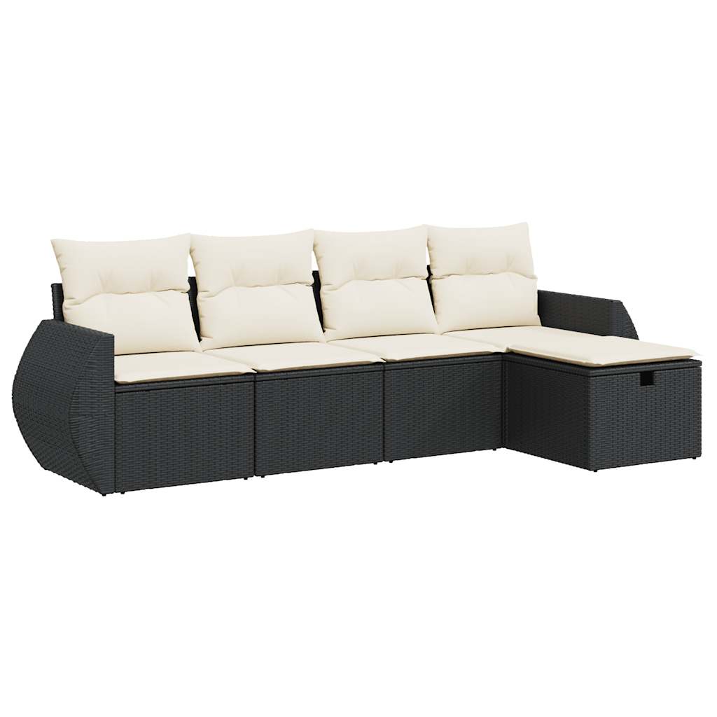 Set mobilier de grădină cu perne, 5 piese, negru, poliratan GartenMobel Dekor