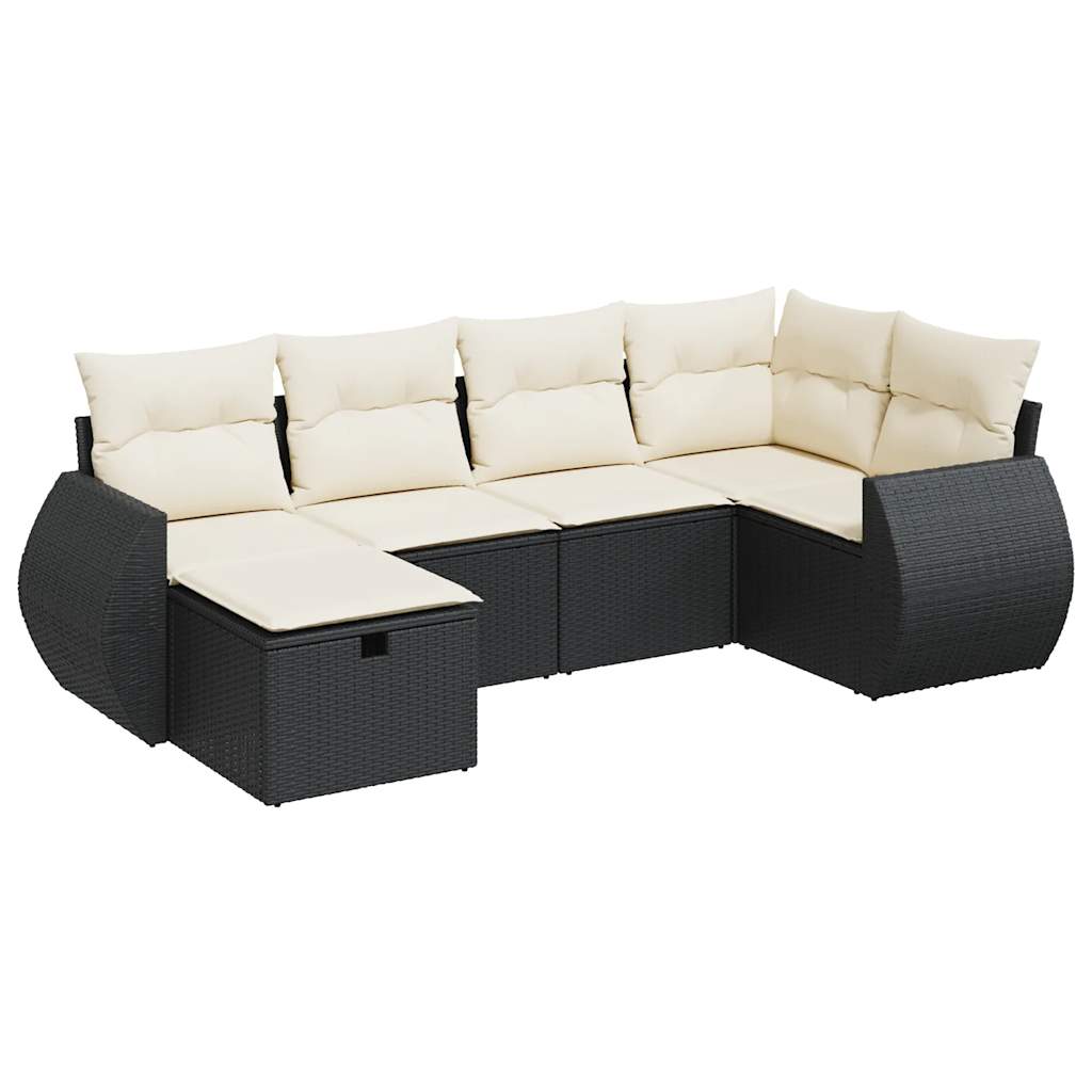 Set mobilier de grădină cu perne, 6 piese, negru, poliratan GartenMobel Dekor