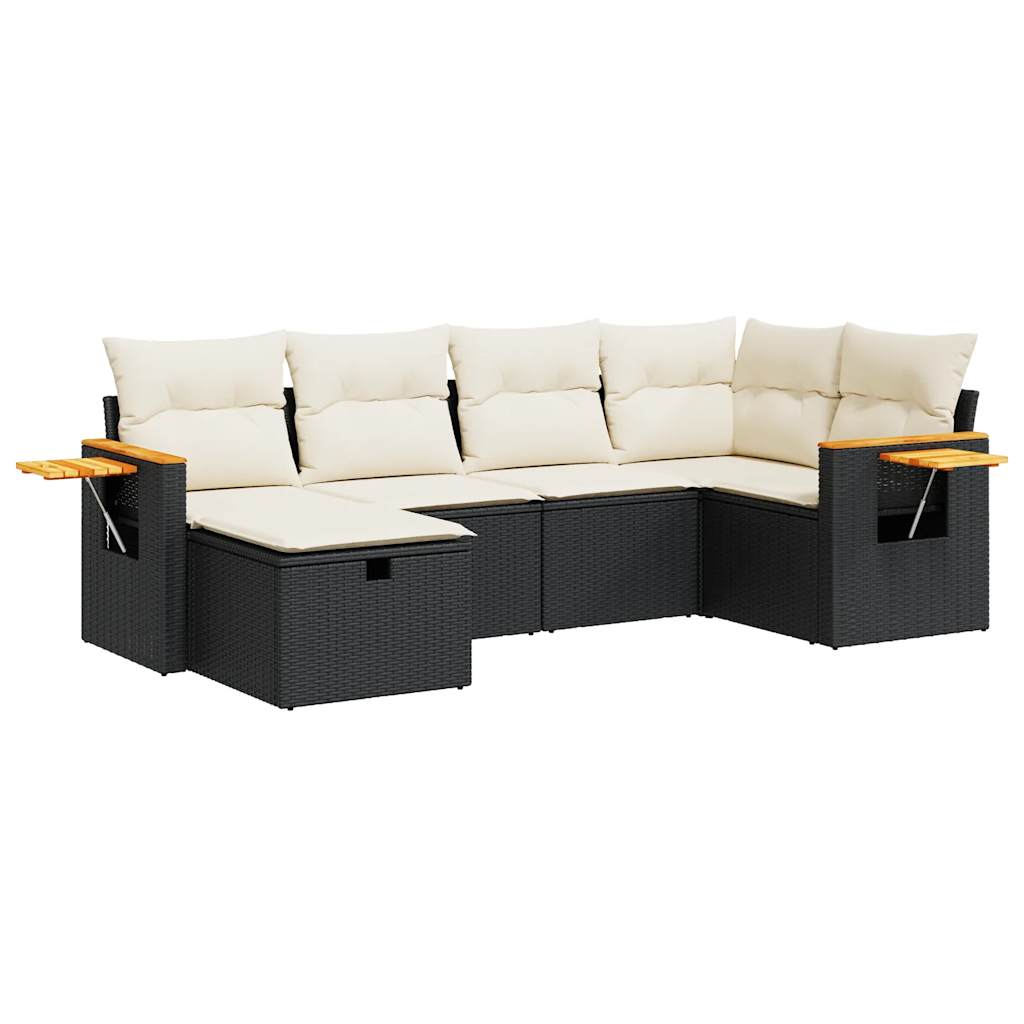 Set mobilier de grădină cu perne, 6 piese, negru, poliratan GartenMobel Dekor