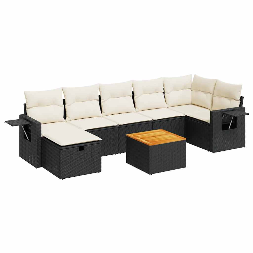 Set mobilier de grădină cu perne, 8 piese, negru, poliratan GartenMobel Dekor