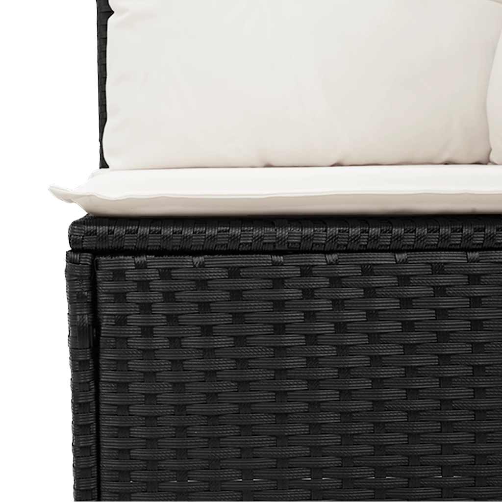 Set mobilier de grădină cu perne, 9 piese, negru, poliratan GartenMobel Dekor