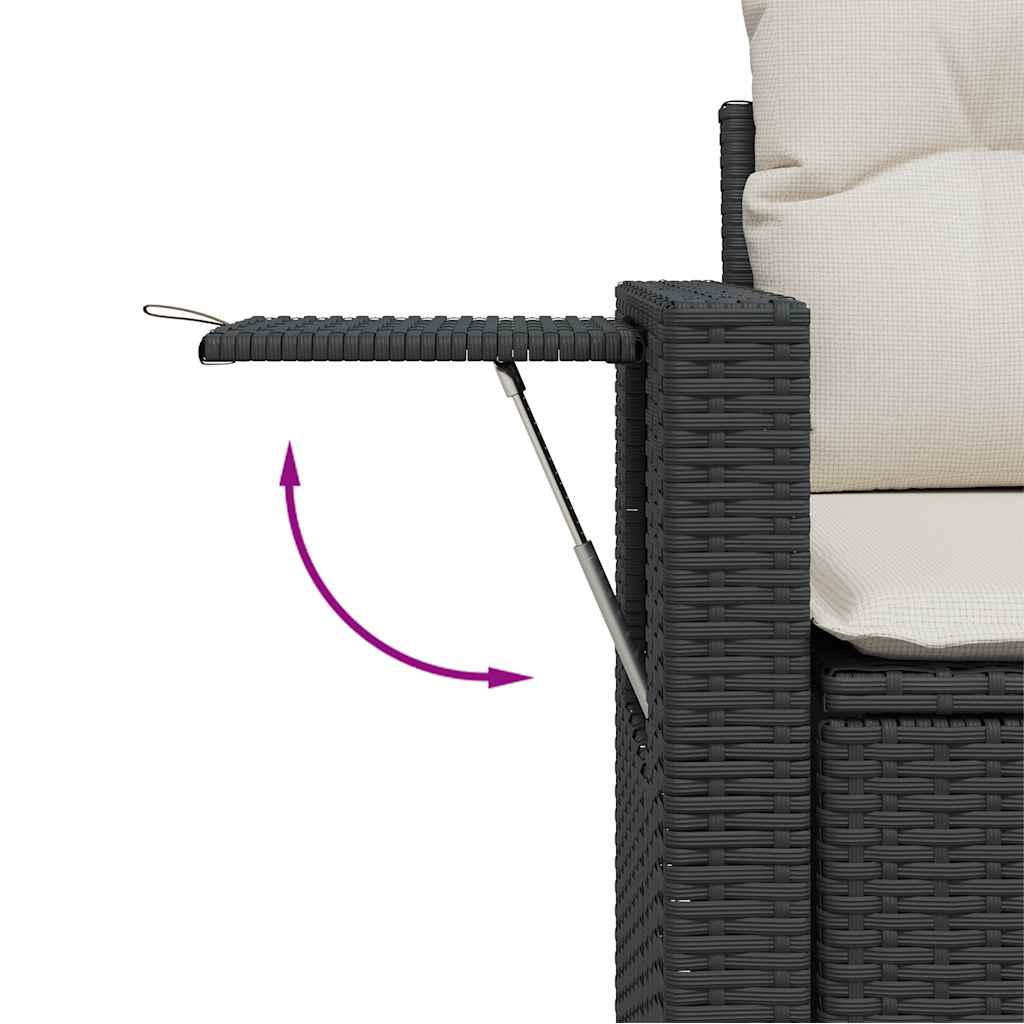 Set canapele de grădină cu perne, 10 piese, negru, poliratan GartenMobel Dekor