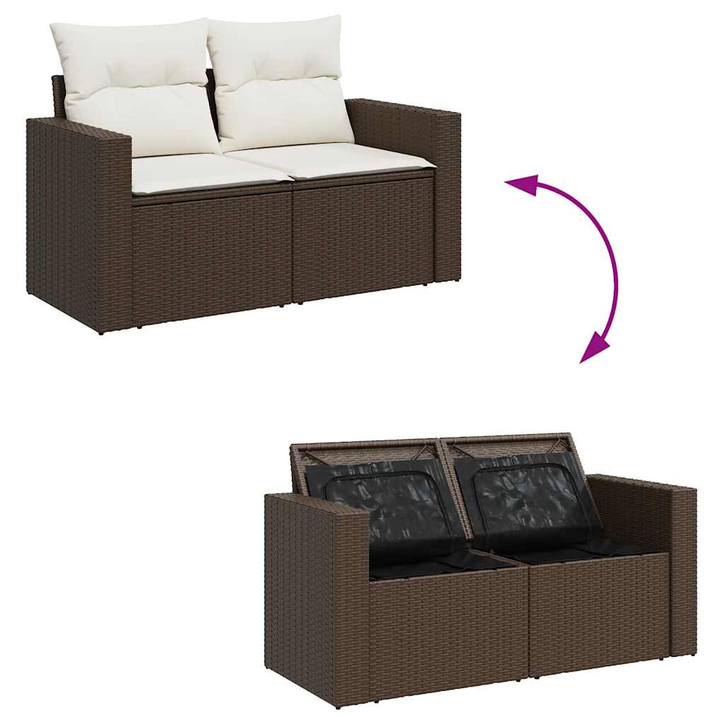 Set canapele de grădină cu perne, 9 piese, maro, poliratan GartenMobel Dekor