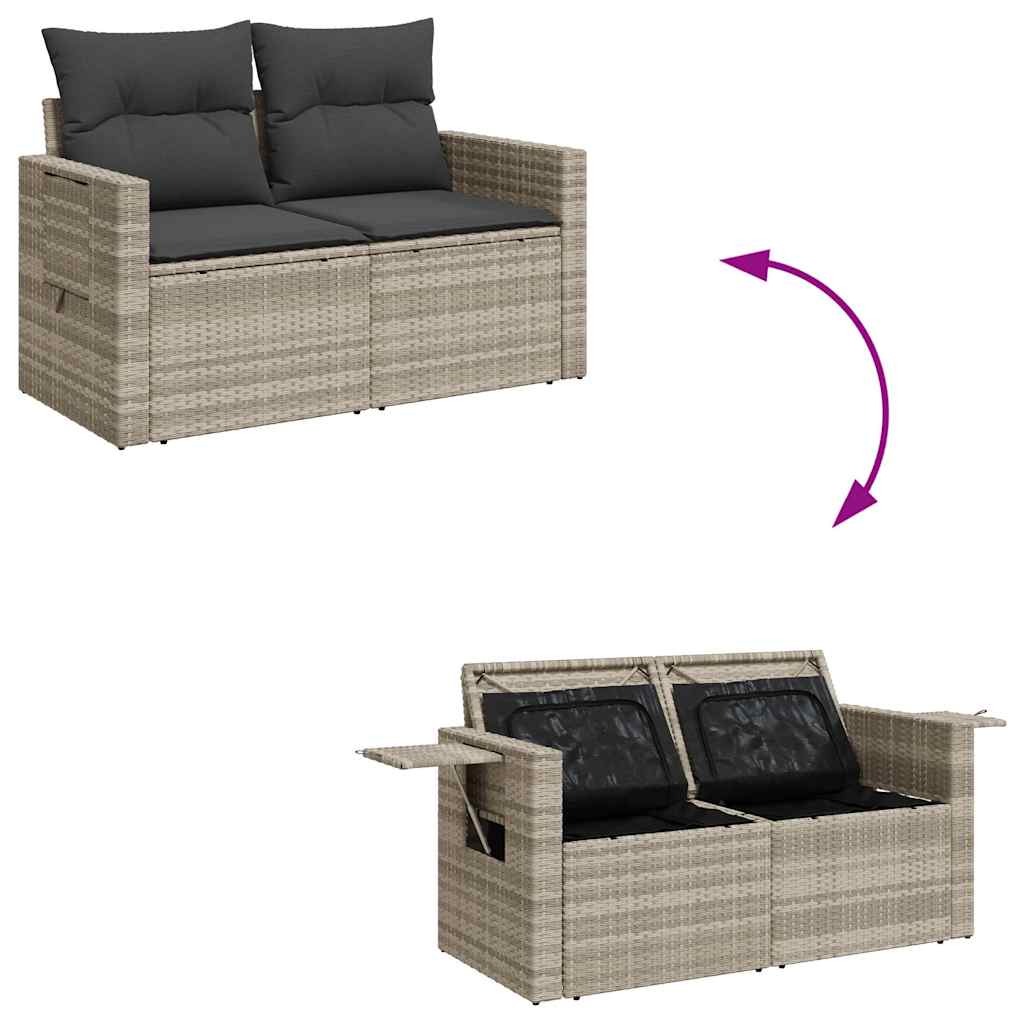 Set mobilier de grădină cu perne, 8 piese gri deschis poliratan GartenMobel Dekor