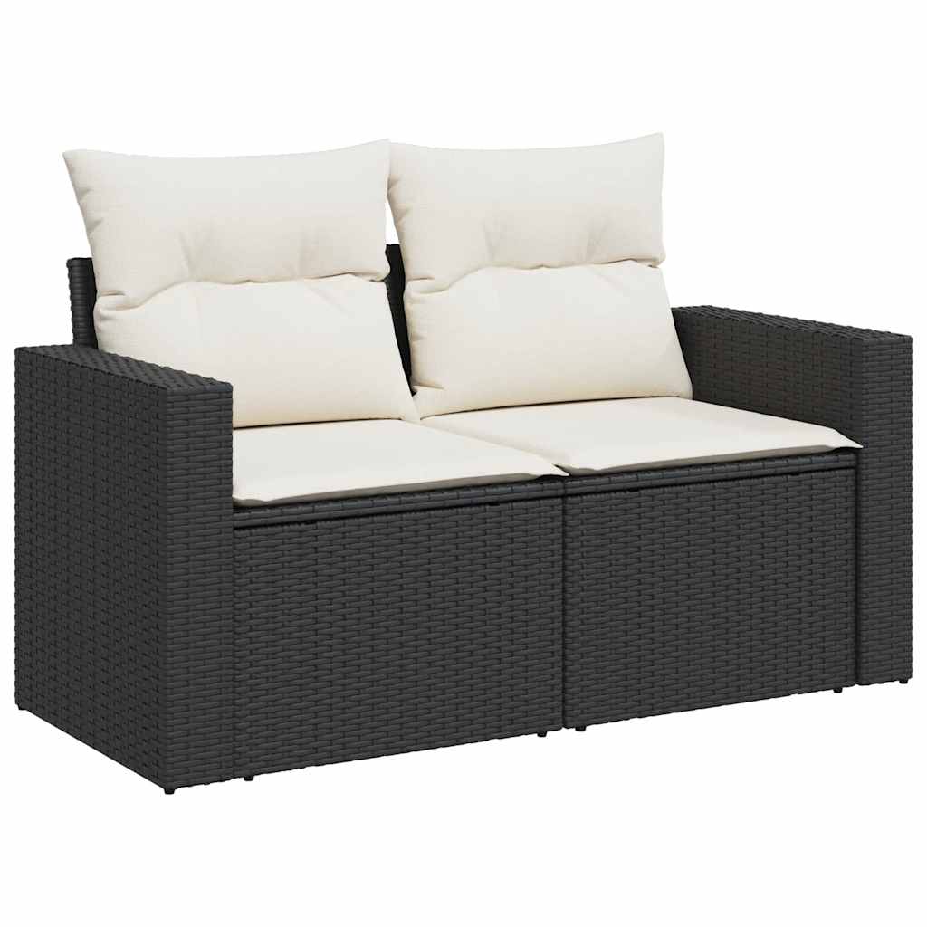 Set mobilier de grădină cu perne, 9 piese, negru, poliratan GartenMobel Dekor