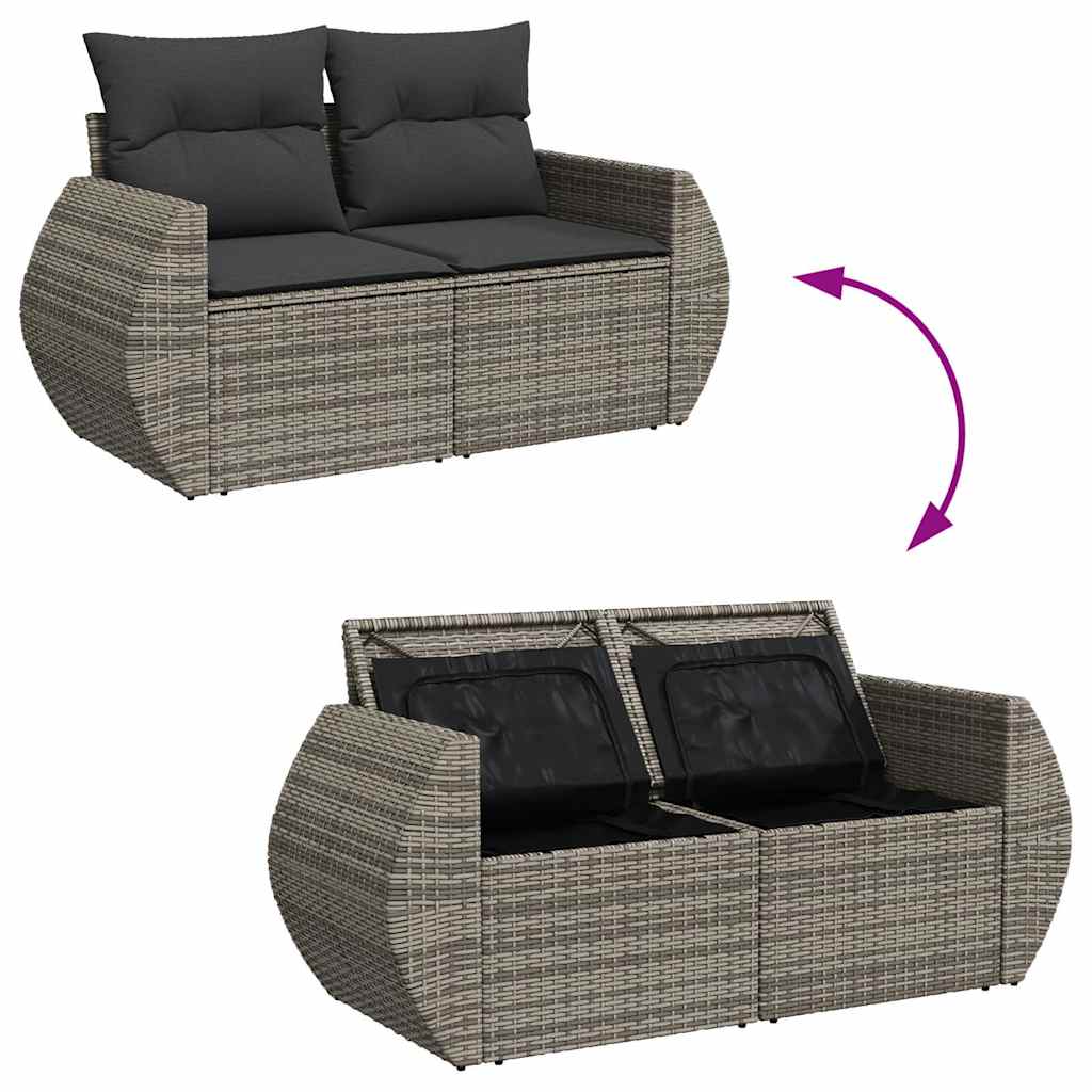 Set mobilier grădină cu perne, 6 piese, gri, poliratan GartenMobel Dekor