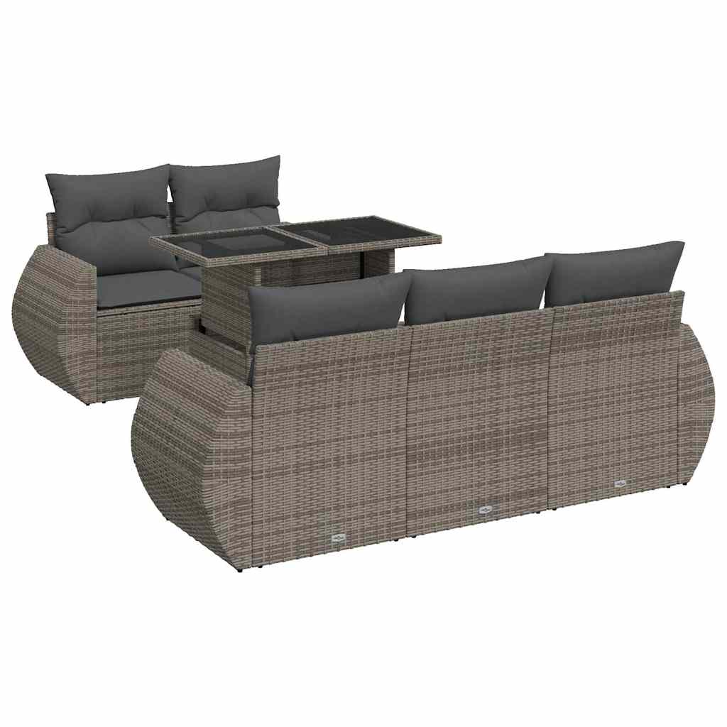 Set mobilier grădină cu perne, 6 piese, gri, poliratan GartenMobel Dekor