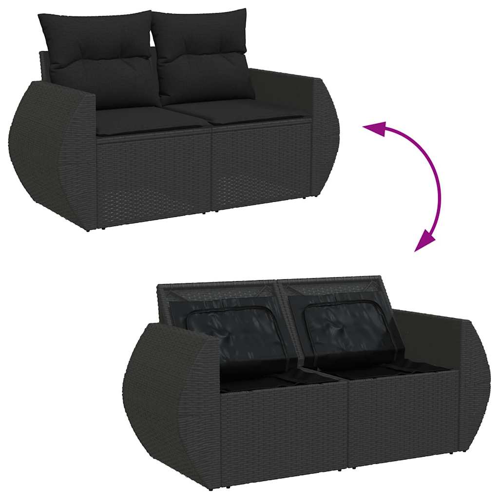 Set mobilier de grădină cu perne, 5 piese, negru, poliratan GartenMobel Dekor