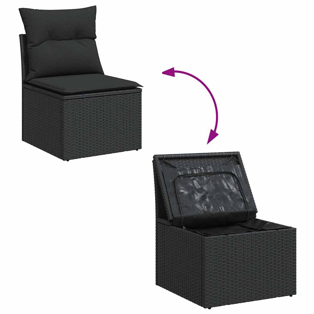 Set mobilier de grădină cu perne, 5 piese, negru, poliratan GartenMobel Dekor