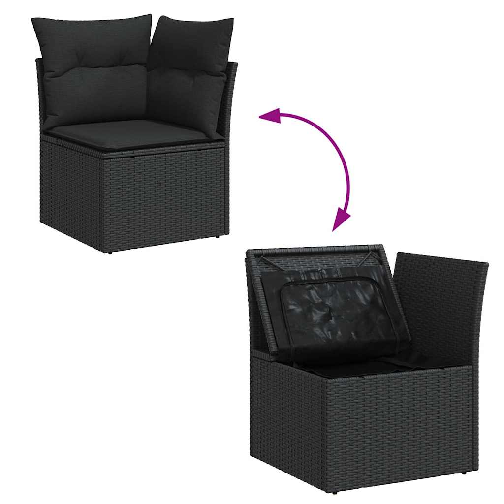 Set mobilier de grădină cu perne, 5 piese, negru, poliratan GartenMobel Dekor