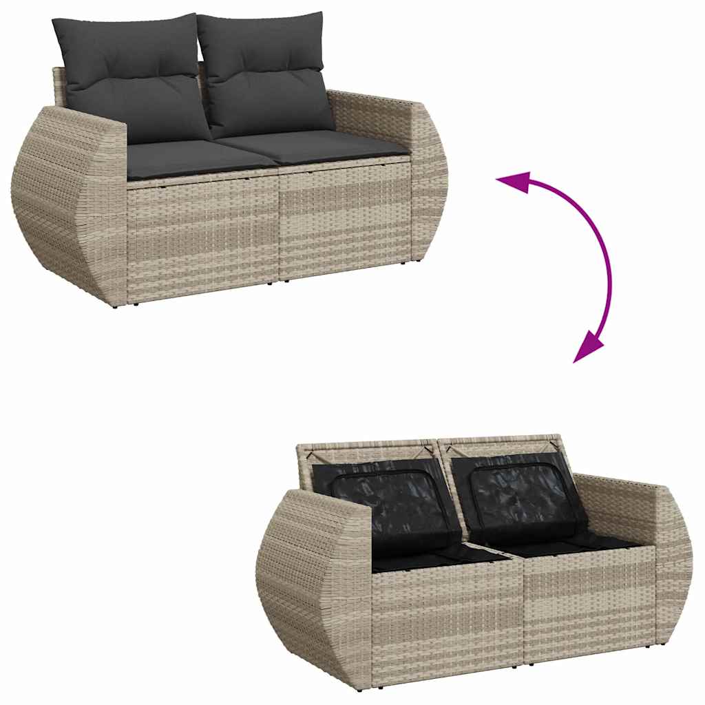 Set mobilier de grădină cu perne, 8 piese gri deschis poliratan GartenMobel Dekor