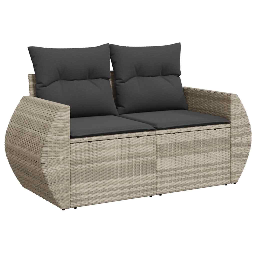 Set mobilier de grădină cu perne, 8 piese gri deschis poliratan GartenMobel Dekor