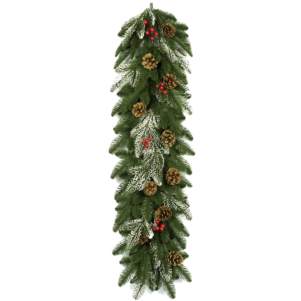 Ghirlanda de Craciun cu Ace 3D PE Frozen Premium din Crengute de Brad Artificial, Lungime 110cm, Diametru 30cm