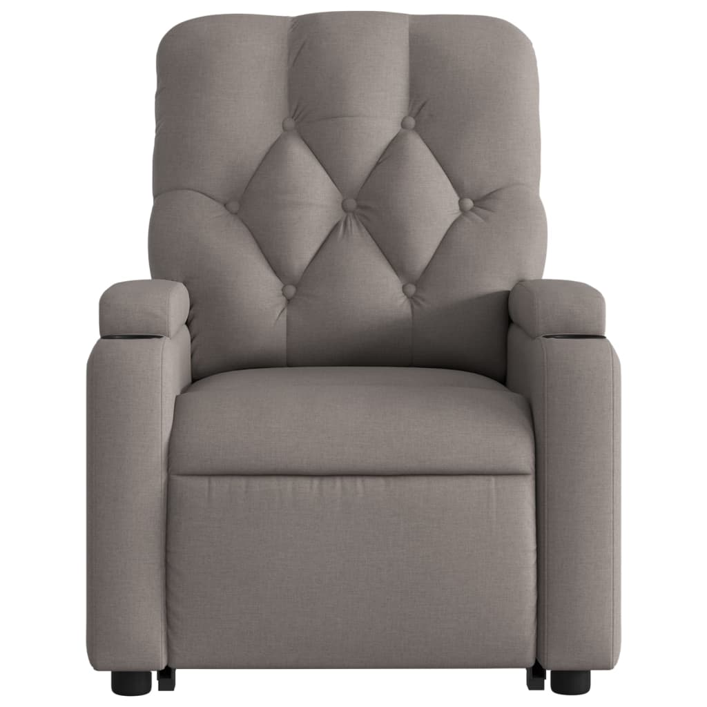 Fotoliu electric masaj rabatabil cu ridicare, gri taupe, textil GartenMobel Dekor