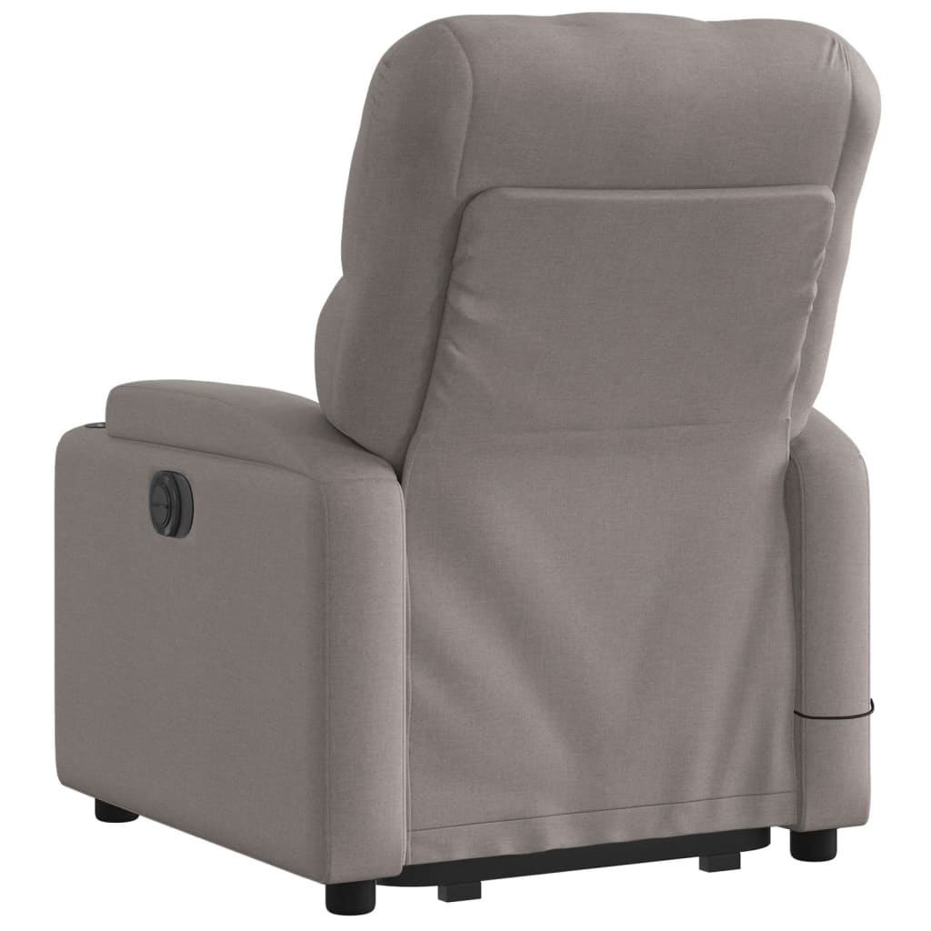 Fotoliu electric masaj rabatabil cu ridicare, gri taupe, textil GartenMobel Dekor