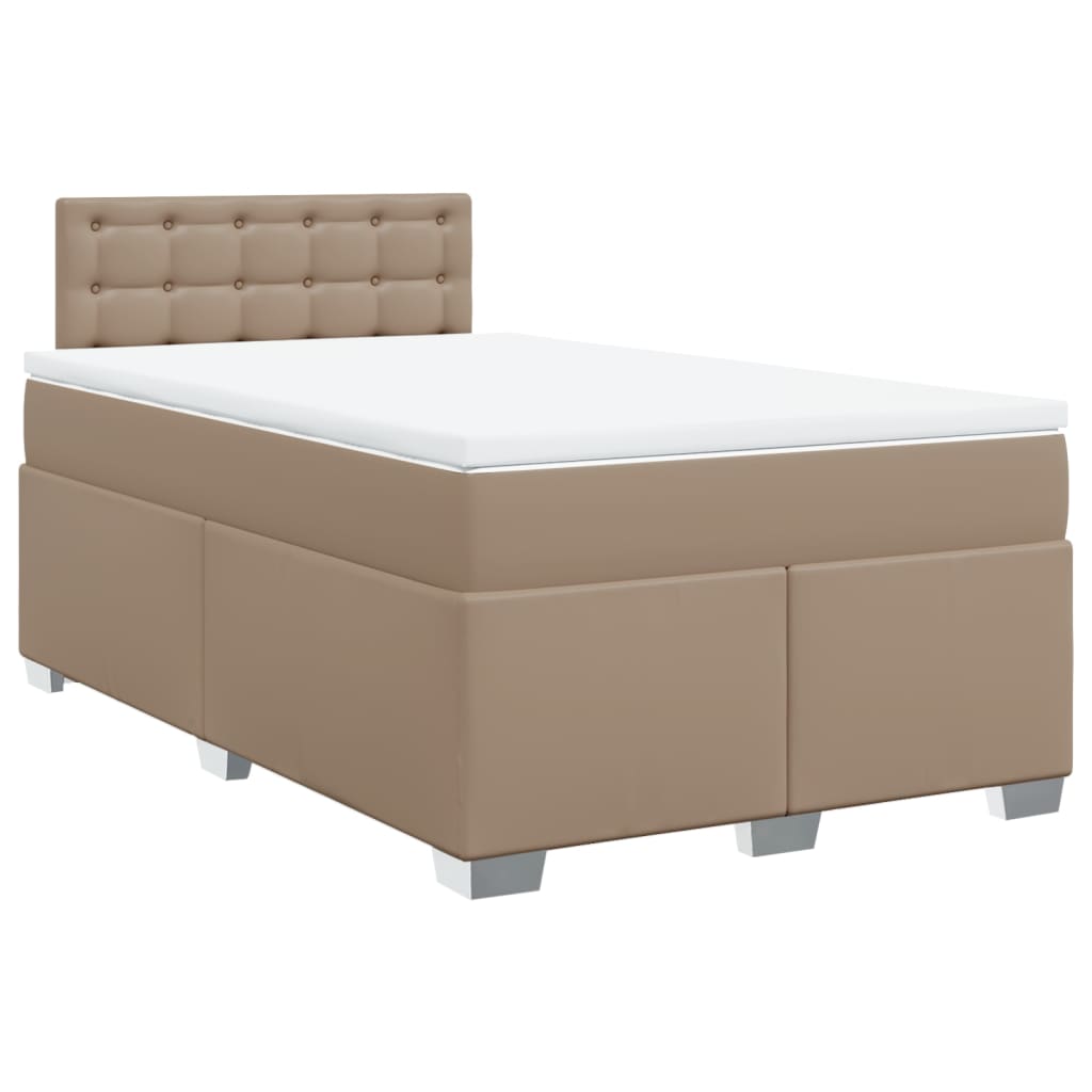 Pat box spring cu saltea, cappuccino, 120x190cm piele ecologică GartenMobel Dekor