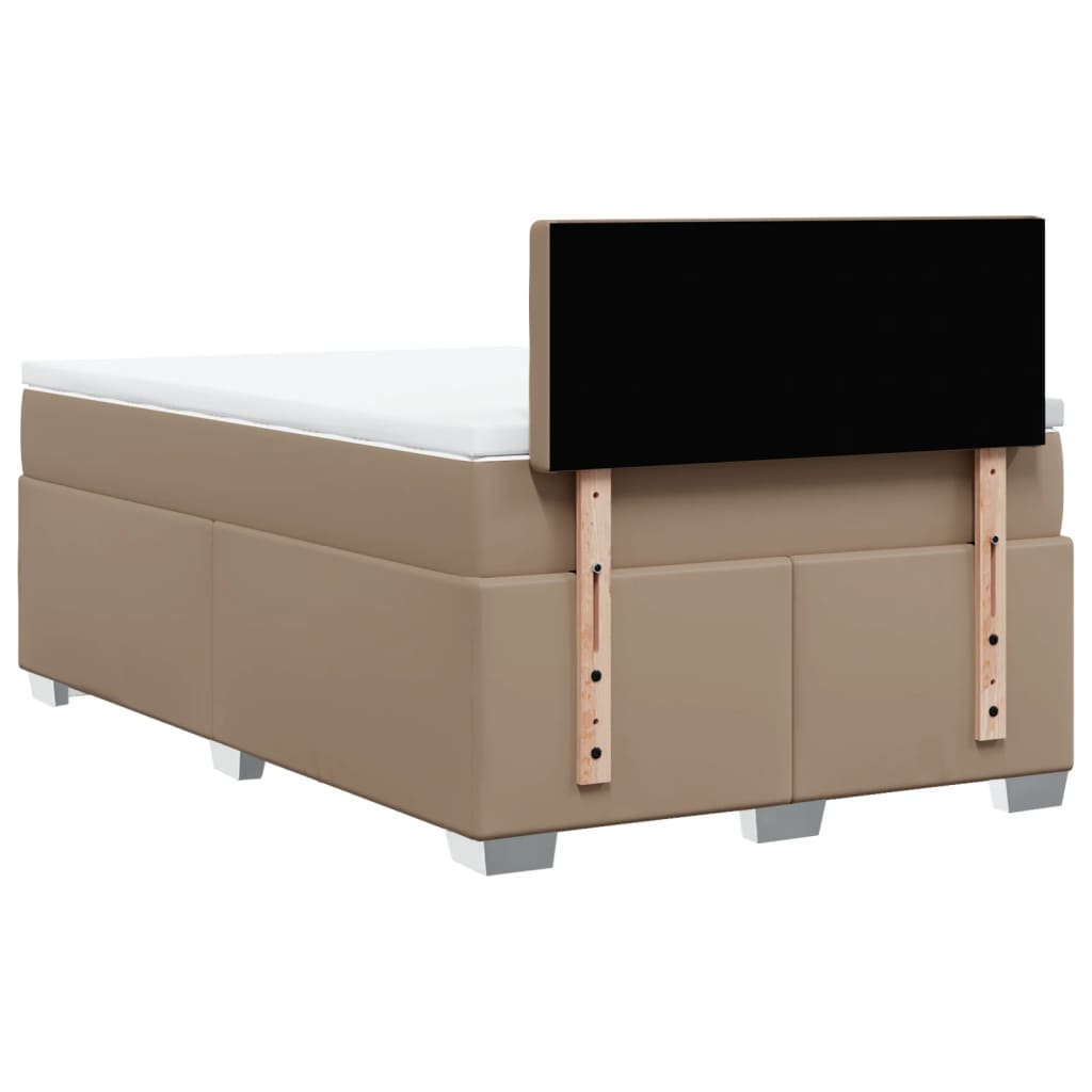 Pat box spring cu saltea, cappuccino, 120x190cm piele ecologică GartenMobel Dekor