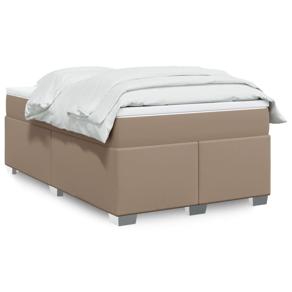 Pat box spring cu saltea, cappuccino, 120x190cm piele ecologică GartenMobel Dekor