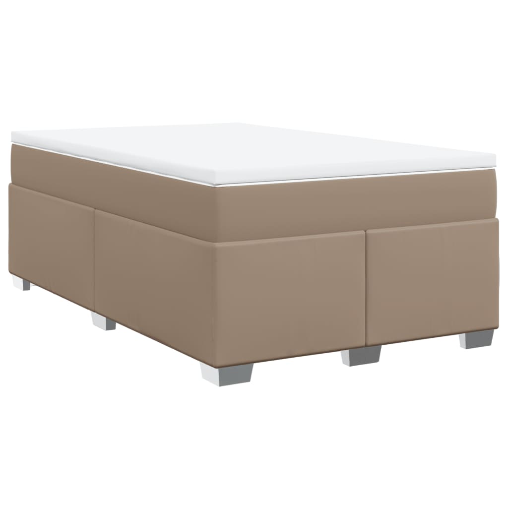 Pat box spring cu saltea, cappuccino, 120x190cm piele ecologică GartenMobel Dekor