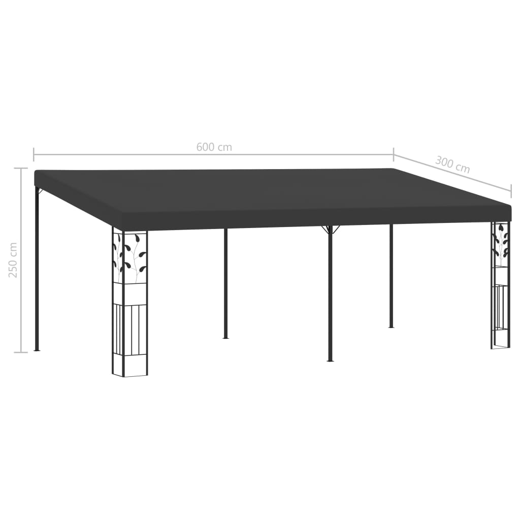 Pavilion de perete, antracit, 6 x 3 x 2,5 m GartenMobel Dekor