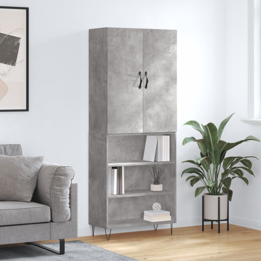 Dulap înalt, gri beton, 69,5x34x180, lemn compozit GartenMobel Dekor