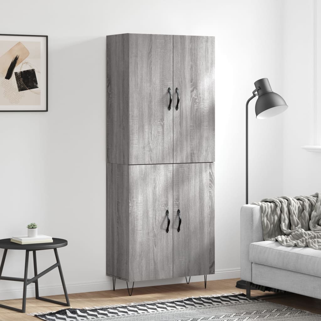 Dulap înalt, gri sonoma, 69,5x34x180 cm, lemn compozit GartenMobel Dekor