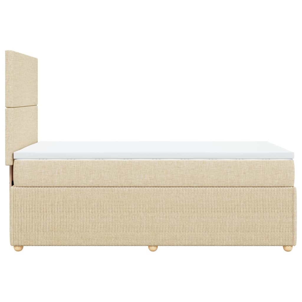 Pat box spring cu saltea, crem, 90x190 cm, textil GartenMobel Dekor
