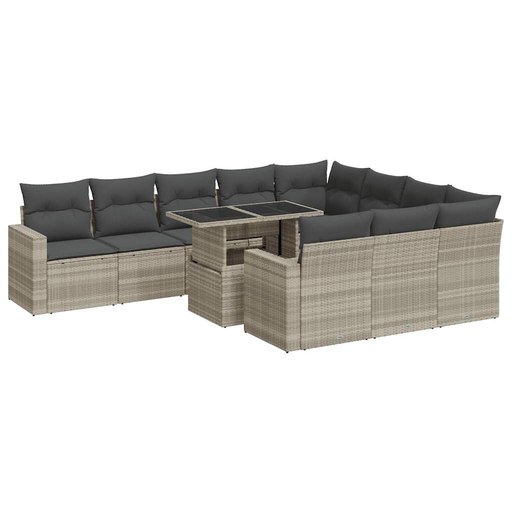 Set canapele de grădină cu perne, 11 piese, gri, poliratan GartenMobel Dekor