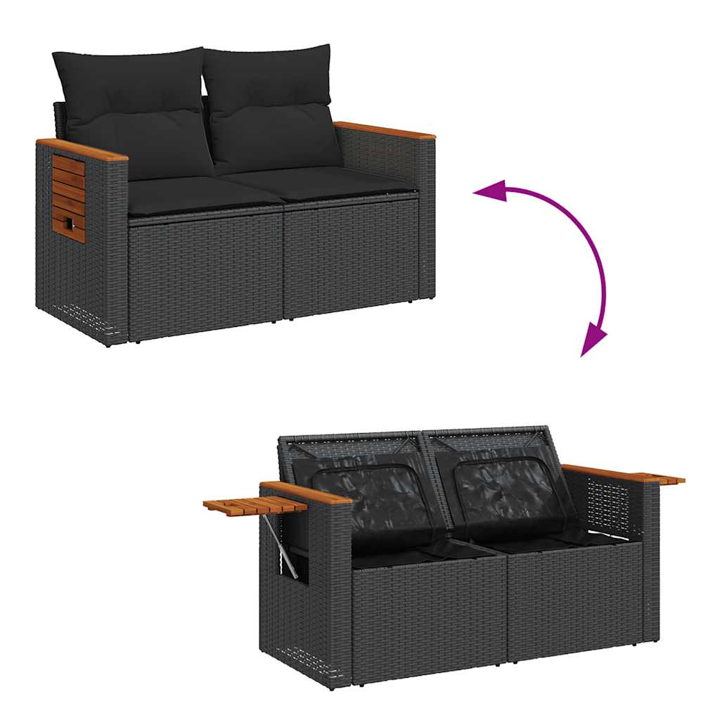 Set mobilier de grădină cu perne, 6 piese, negru, poliratan GartenMobel Dekor