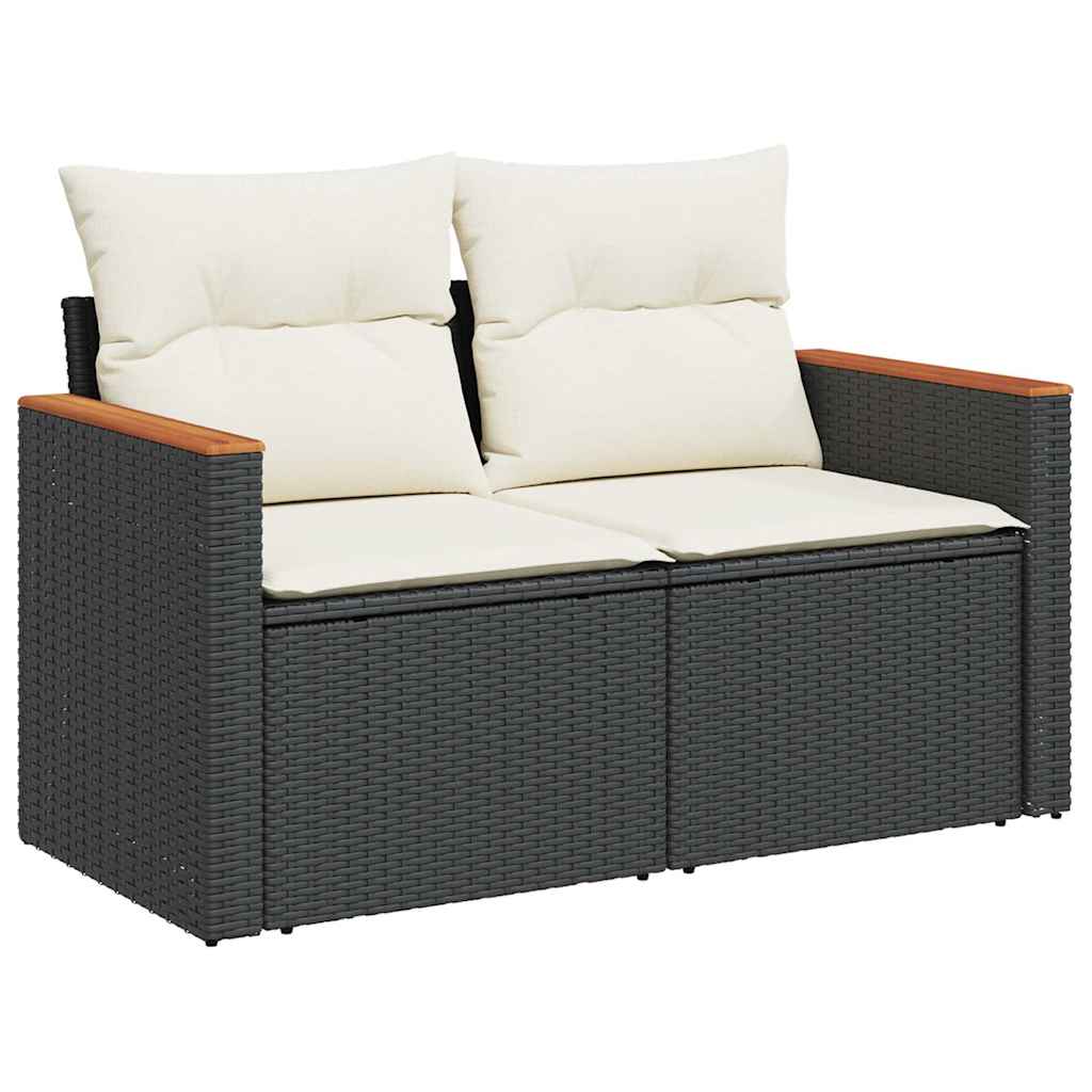 Set mobilier de grădină cu perne, 8 piese, negru, poliratan GartenMobel Dekor