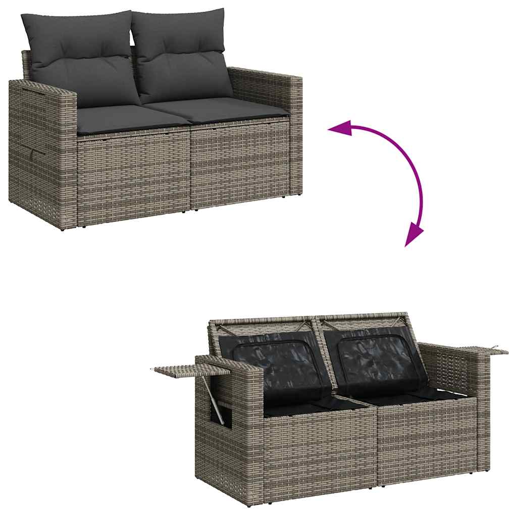 Set mobilier grădină cu perne, 6 piese, gri, poliratan GartenMobel Dekor