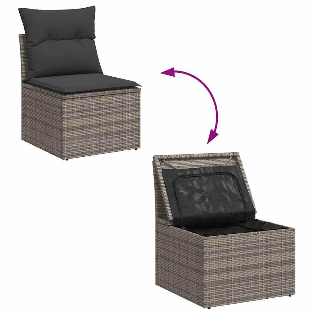 Set mobilier de grădină cu perne, 10 piese, gri, poliratan GartenMobel Dekor