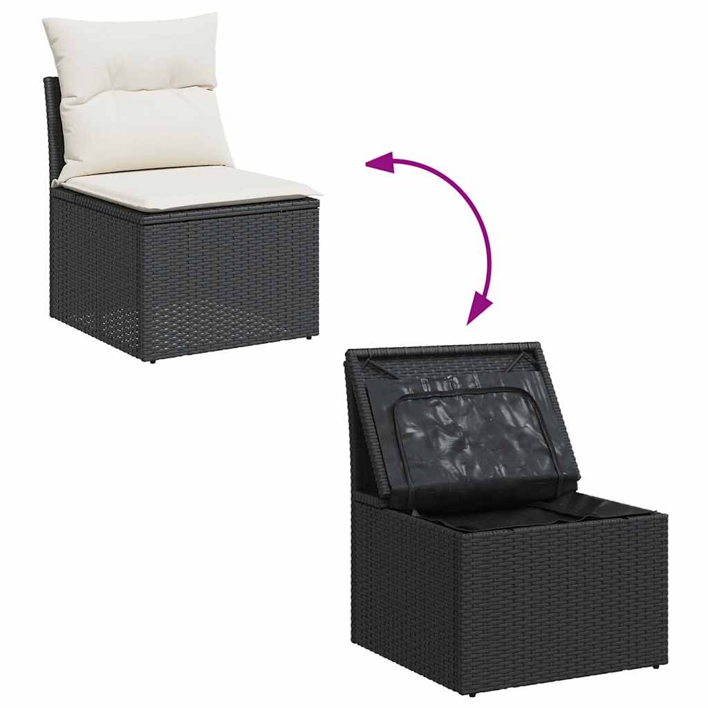 Set mobilier de grădină cu perne, 9 piese, negru, poliratan GartenMobel Dekor
