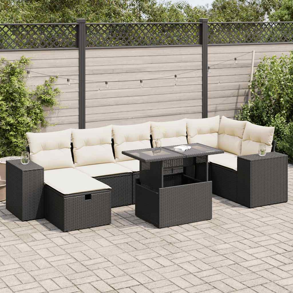Set mobilier de grădină cu perne, 5 piese, negru, poliratan GartenMobel Dekor