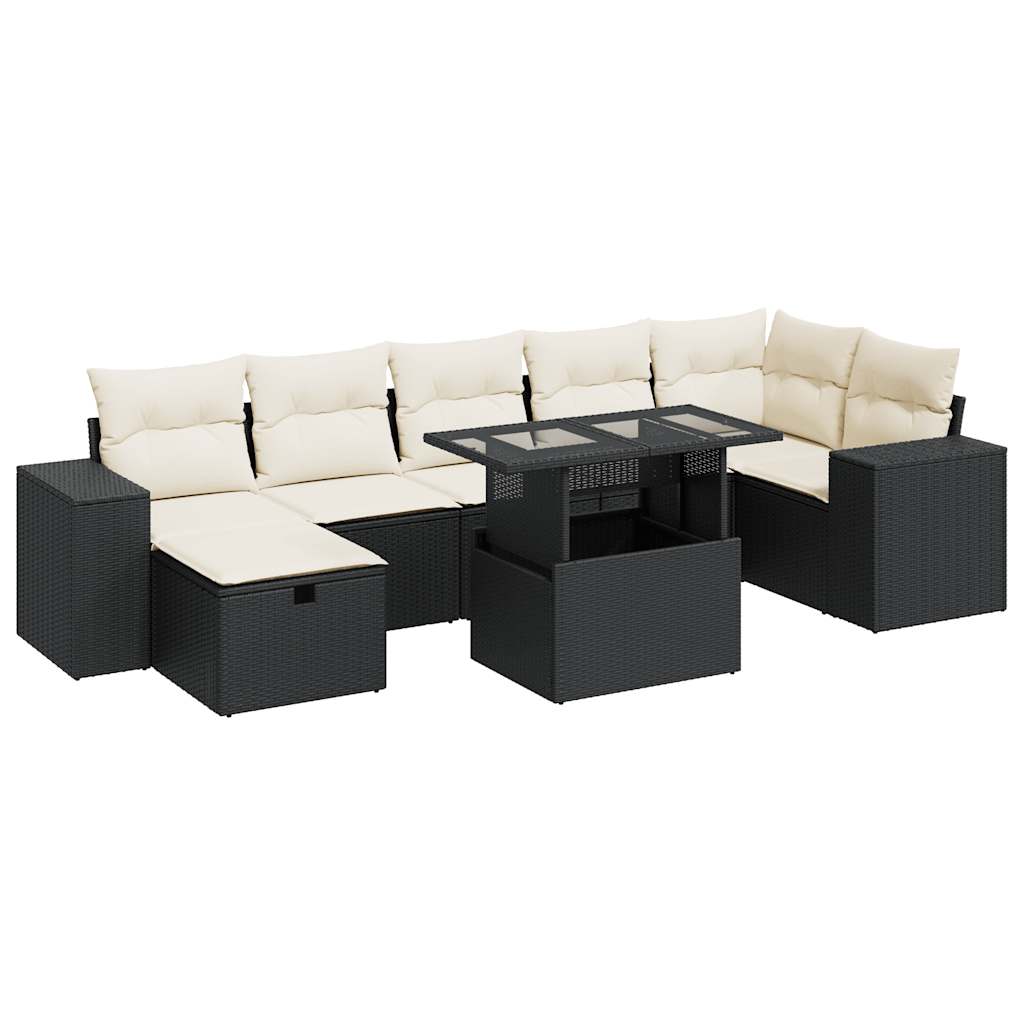 Set mobilier de grădină cu perne, 5 piese, negru, poliratan GartenMobel Dekor