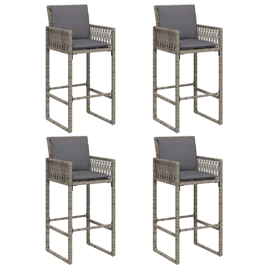 Set mobilier bar de grădină, cu perne, 5 piese, gri, poliratan GartenMobel Dekor