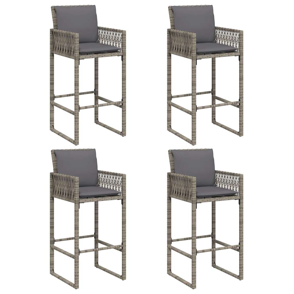 Set mobilier bar de grădină, cu perne, 5 piese, gri, poliratan GartenMobel Dekor