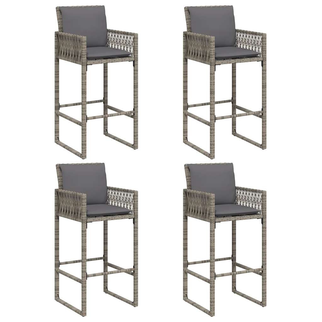 Set mobilier bar de grădină, cu perne, 5 piese, gri, poliratan GartenMobel Dekor