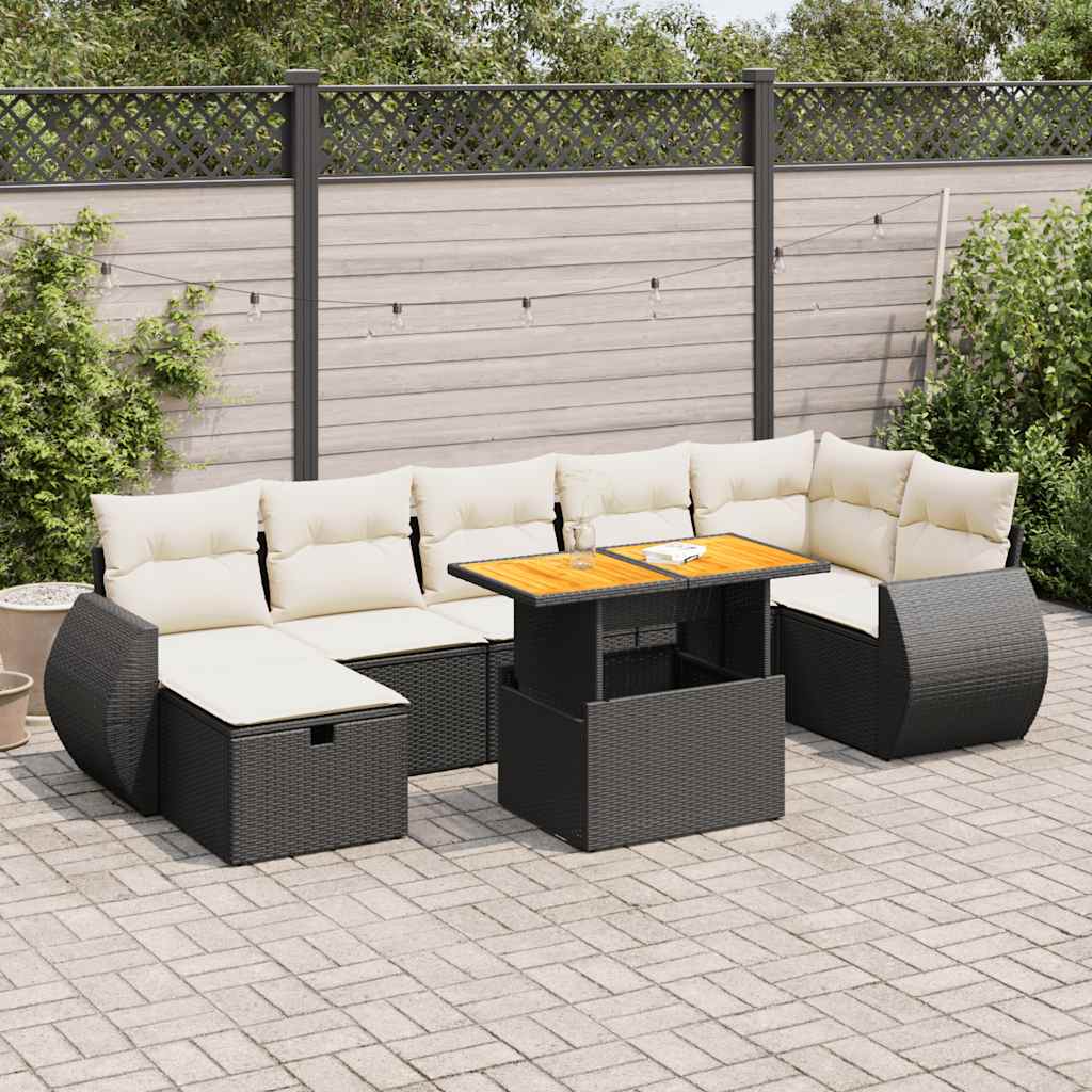 Set mobilier de grădină cu perne, 5 piese,poliratan/lemn acacia GartenMobel Dekor