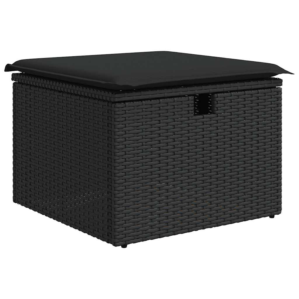 Set mobilier de grădină cu perne, 9 piese, negru, poliratan GartenMobel Dekor