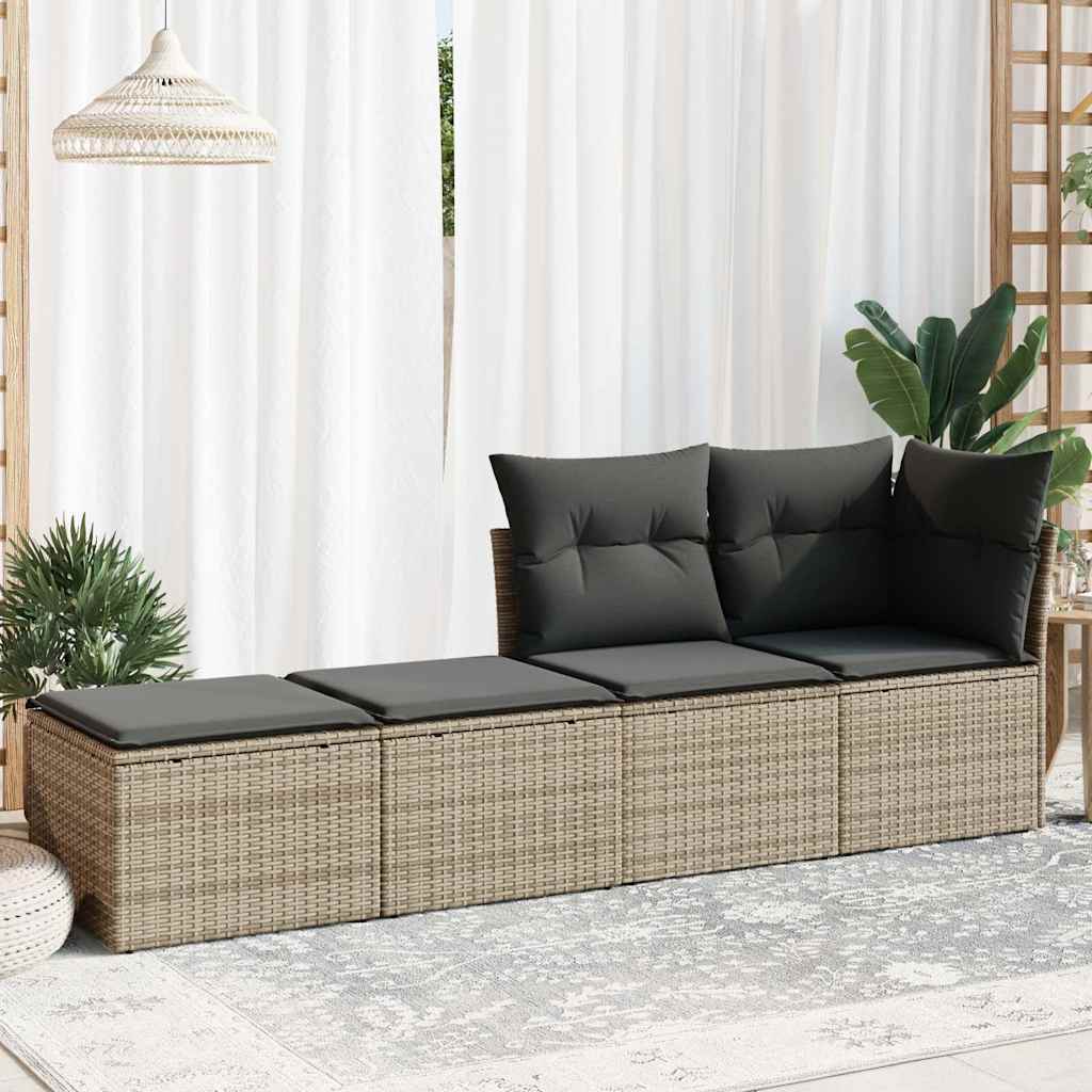 Set mobilier grădină cu perne 2 piese gri poliratan/lemn acacia GartenMobel Dekor